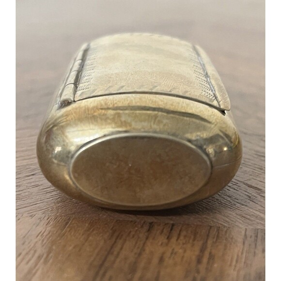 Antique 19th C. Silverplate Silver Snuff Box Hinged Top & Round Floral Box - Picture 13 of 14